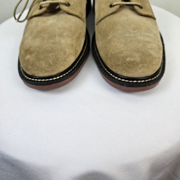 J. Crew Mens Kenton Suede Bucks 9 Cream Red Soles Oxford Shoes Lace Up - Picture 5 of 13
